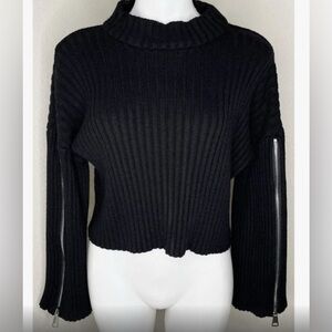 Zara mock neck, ribbed knit crop sweater